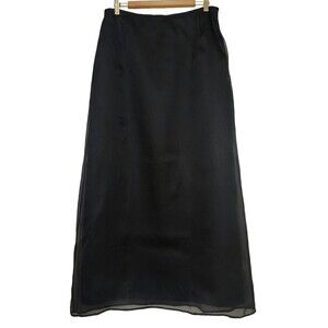 NWT $228 Lafayette 148 New York Women's Silk Maxi Formal Skirt Black Lined Sz 14